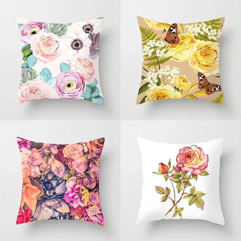 

Flower butterfly pattern decorative cushion pillowcase cushion cover pillow sofa decorative pillowcase office decoration