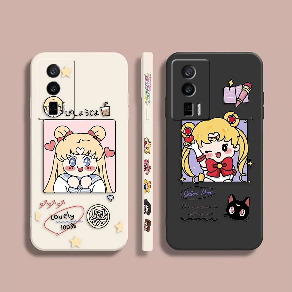 

Case For Redmi K60E K60 K40S K40 K30 K20 12C 9A 8A 10X 10A 10 Pro 4G 5G Gaming Shockproof Liquid Case Cartoon Sailor Moon
