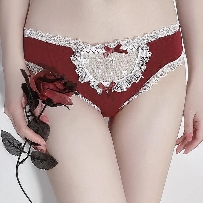 

Japanese Sweet Lace Panties Underwear Lady Sexy Seamless Briefs Breathable Cotton Lingerie Cute Kawaii Panties