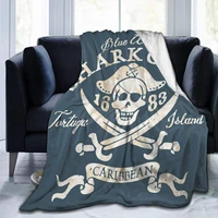 flannel throw blanket shark cove tortuga island caribbean waters retro jolly roger soft warm fuzzy lightweight couch sofa