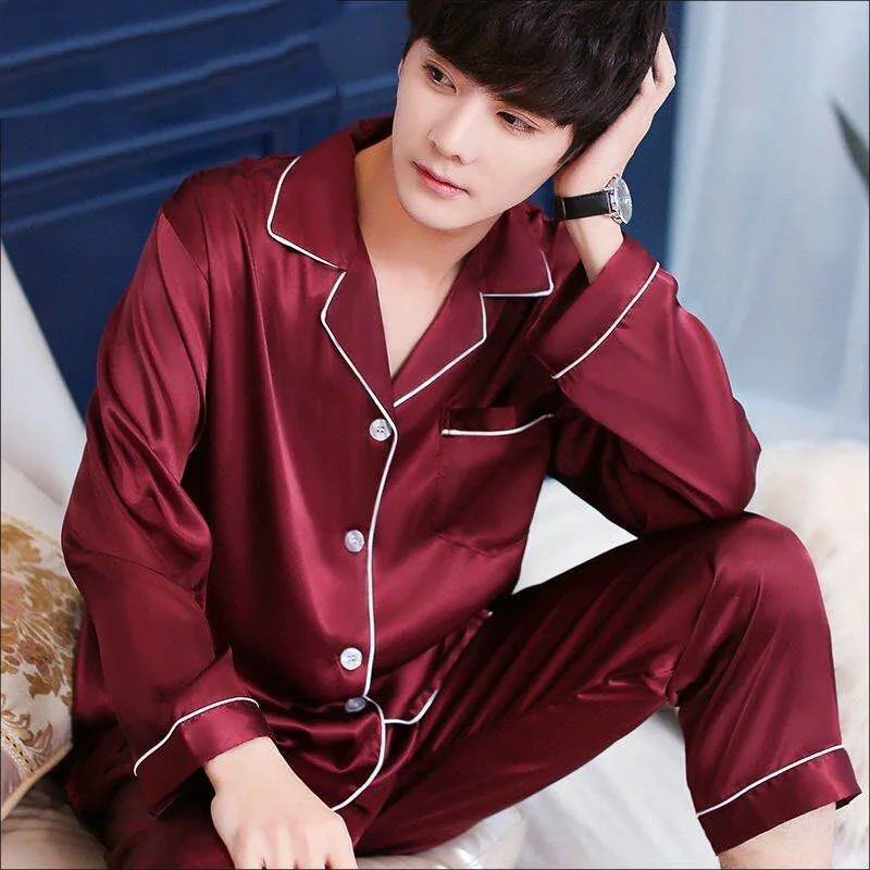 

Silk Men New Men Sets Set Style Sleepwear Pajama Cozy Soft Men Modern Stain Silk Men's Satin Nightgown 2022 Sexy