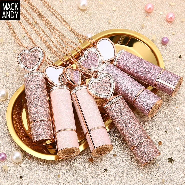 

6 color necklace lipstick carved non-stick cup whith mirror lipstick wholesale makeup Velvet Matte Makeup For Lip cosmetic