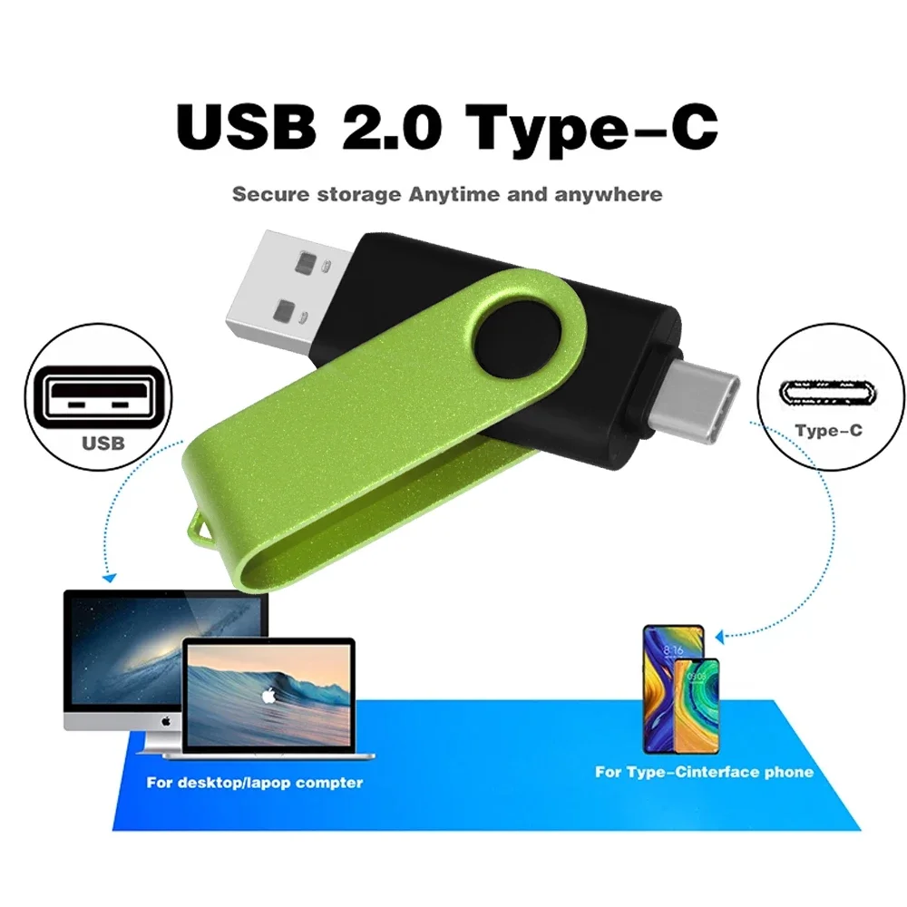 Флэш-накопитель TYPE-C 2 в 1 USB 0 128 ГБ 64 высокоскоростной 32 синий флэш-накопитель