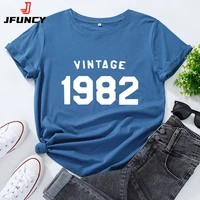 jfuncy cotton t shirt women t shirt vintage 1982 harajuku print short sleeve woman tshirt female casual summer tee top