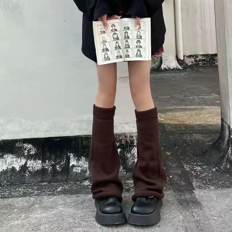 Harajuku Cute Flared Knitted Leg Warmers Japanese Long Student White Jk Spice Lolita Kawaii Leg Cover Fashion Girls Calf Gaiters