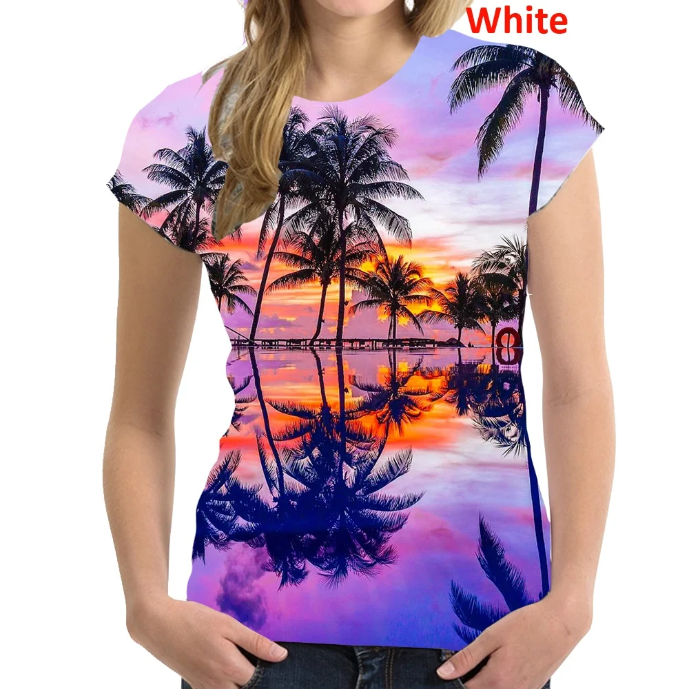 

Women's Hawaiian Shirt Short-Sleeved 3d printed Palm Motif T Shirt top tee shirt