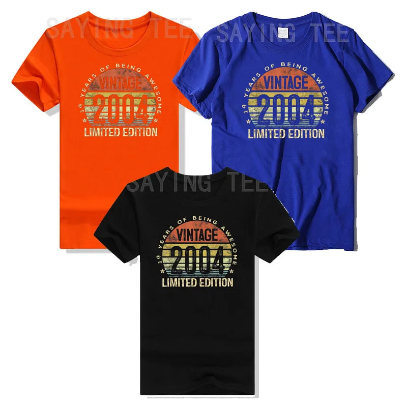

19 Year Old Gifts Vintage 2004 Limited Edition 19th Birthday T-Shirt Gift Short Sleeve Blouses Graphic Tee Tops Bday Presents