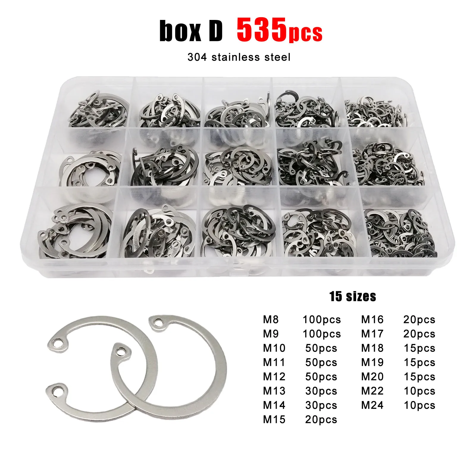 Внутренний стопорный зажим типа C из нержавеющей стали диаметром 304 дюйма 1