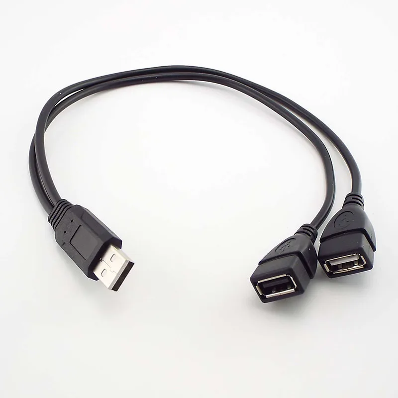 2 in 1 USB A Male To 2 A Female Power cable connector date Charging Adapter Converter USB 2.0 Dual Y Splitter Extension Cord a1