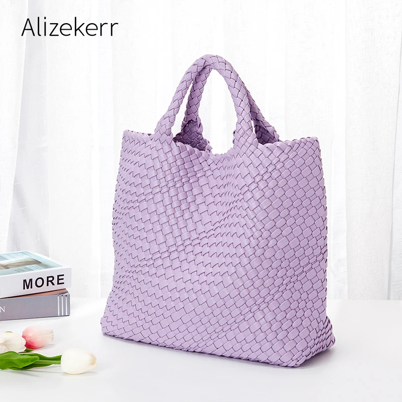 Ladies Large Capacity A4 Woven Tote Bag 2021 New Elegant Korean Oversize Soft Purse And Handbag Casual Shoulder Bag High quality