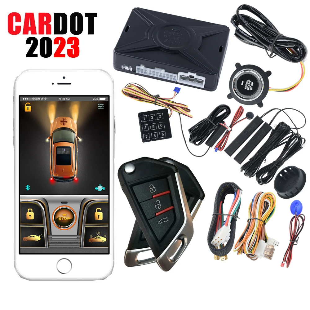 

Cardot Новый дистанционный запуск двигателя автомобиля Охранная сигнализация кнопка пуска двигателя