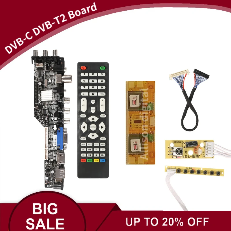 DVB-T2/T DVB-C 3663 комплект ТВ монитора для LM190E02 LM190E03 LM190E08 4 CCFL ЖК светодиодный экран HDMI +