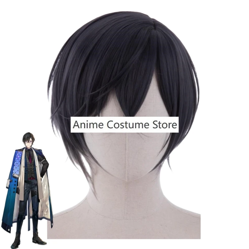 Youtuber Vtuber Shikinagi Akira Nijisanji Voltaction косплей костюм парик Аниме Синий Тренч Мужская