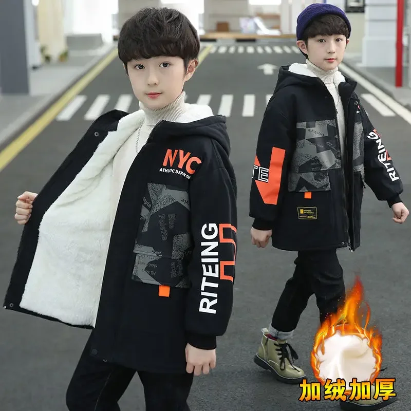 -20 ℃ Зимние детские куртки стеганая хлопковая одежда пальто плотная бархатная