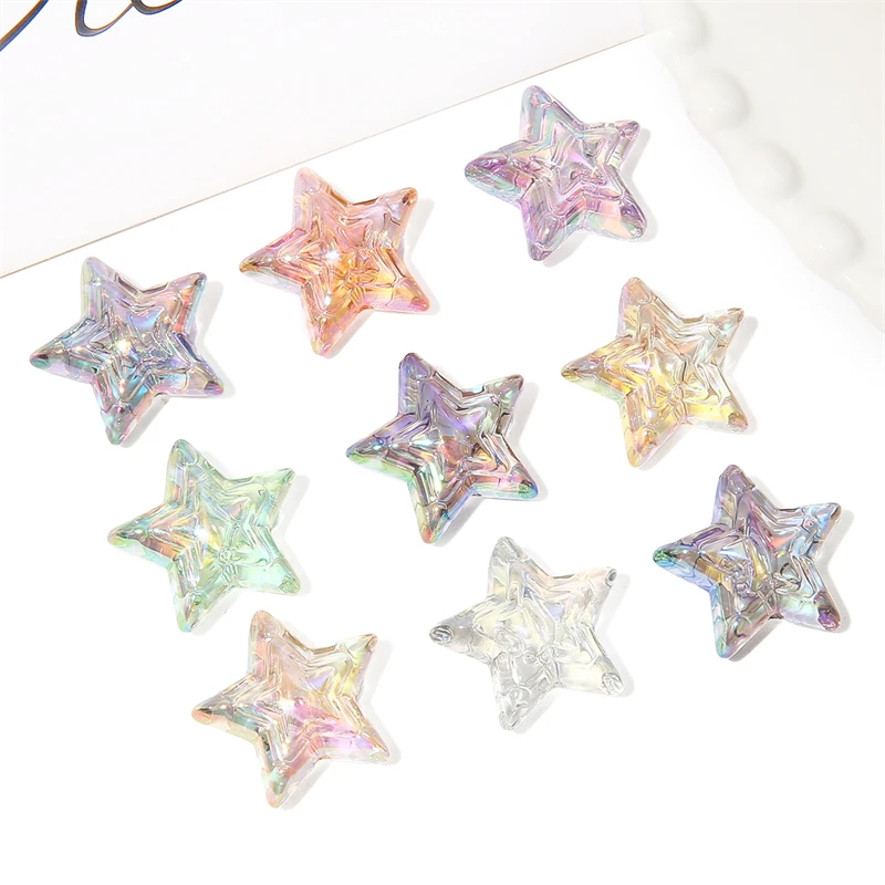 Прозрачные Акриловые бусины с УФ эффектом 4 шт. 24 мм отверстие 2 для браслетов