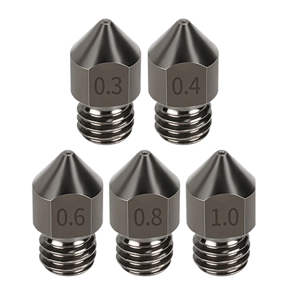 

5 piece mk8 nozzle hardened steel m6 corrosion resistant extruder 0.4/0.6/0.8mm 3D printer nozzle for cr10 ender 3 sapphire per
