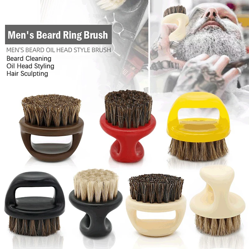 

1Pcs Portable Ring Design Beard Brushes Barber Brushes Salon Face Cleaning Razor Brush Horse Bristle Men Shaving Brush 6 Options
