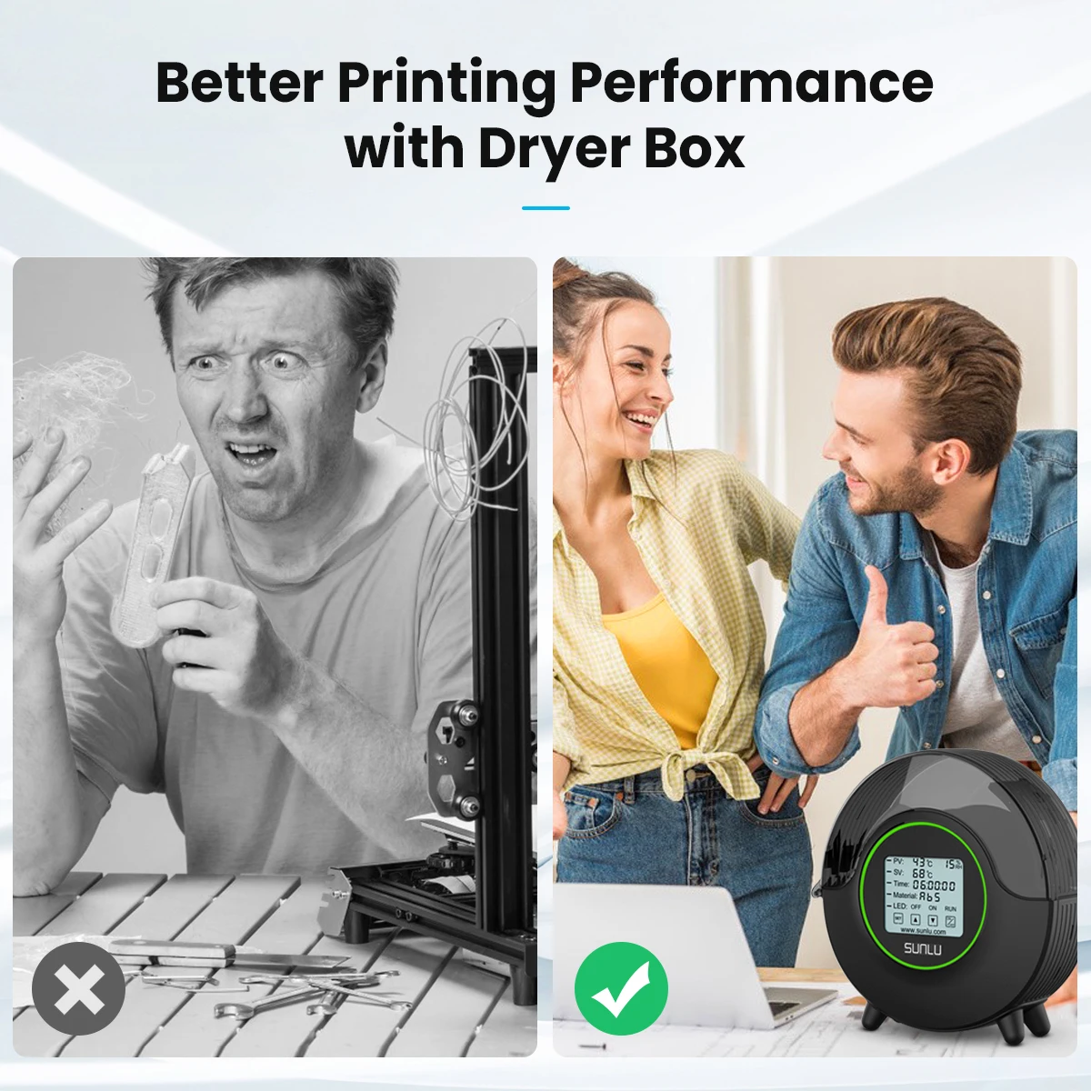 SUNLU 3D коробка для сушки нити держатель хранения FDM сушилка FilaDryer S2 Быстрая