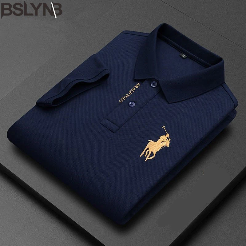

Fashion Male Solid Color Polo Shirt Man High-Quality Lapel Short Sleeve Tee Tops Casual Wear