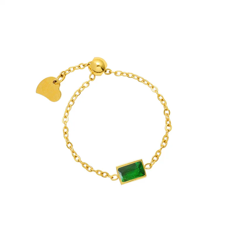 

European and American Fashion Chain Finger Rings with Zircon Inlaid for Girls 2022 Creative Trend Metal Handmade Jewelry