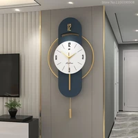 fashion wall clock with pendulum light luxury creative mute metal clocks modern simple wall hanging watch home living room decor
