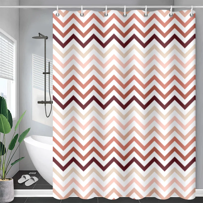 

Stripe Series Shower Curtain Decoration Waterproof Shower Curtain Plastic Hook Beautiful And Generous High-end Atmospheric