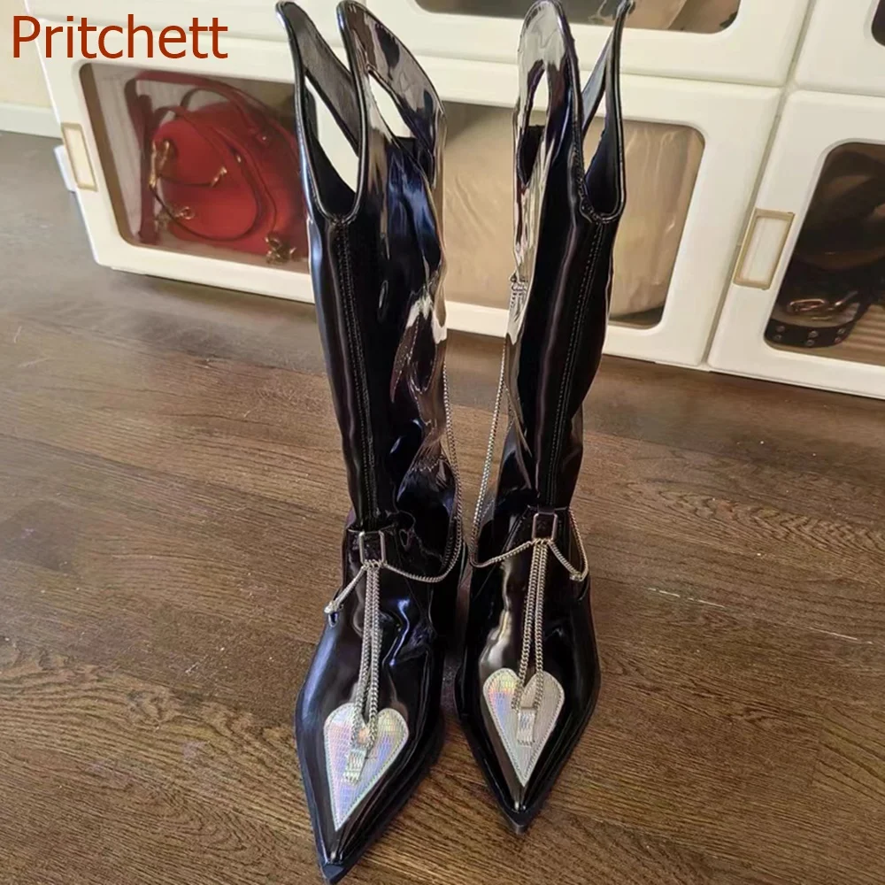 

Женские сапоги до колена, с острым носком, с металлическим носком, на квадратном каблуке, модная однотонная повседневная обувь на плоской подошве, Новое поступление 2023