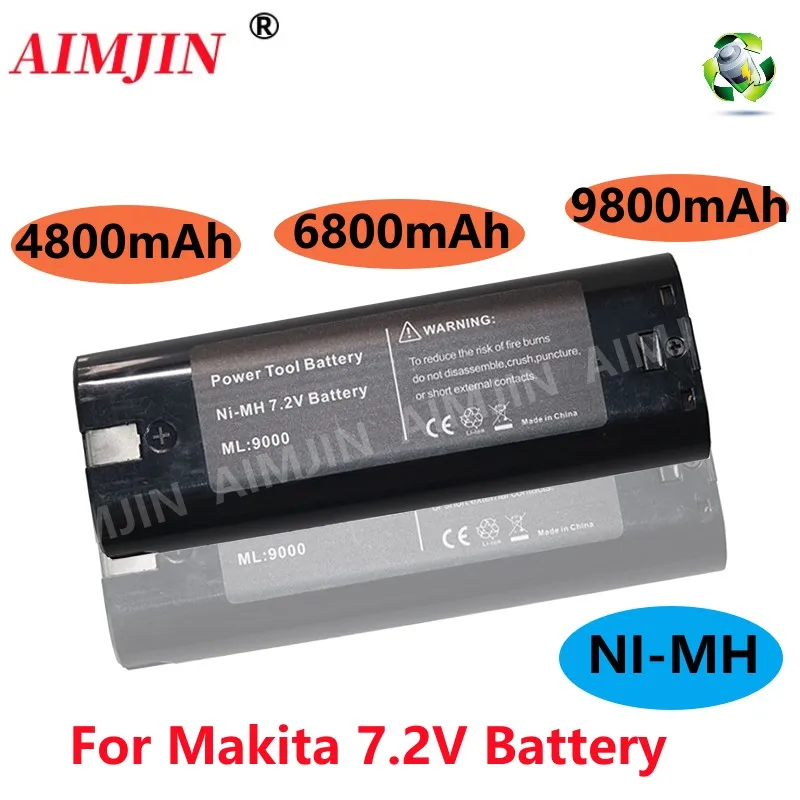 

7.2V 4.8Ah/6.8Ah/9.8Ah Ni-MH Replacement Battery For Makita 7000 7002 7033 191679-9 192695-4 632002-4 632003-2 L50 192532-2
