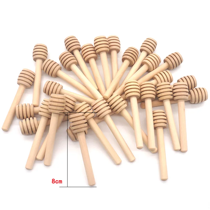 

5Pcs 8cm Long Handle Wood Honey Stir Bar Practical Honey Mixing for Coffee Milk Tea Kitchen Tool Stick Jar Spoon Supplies