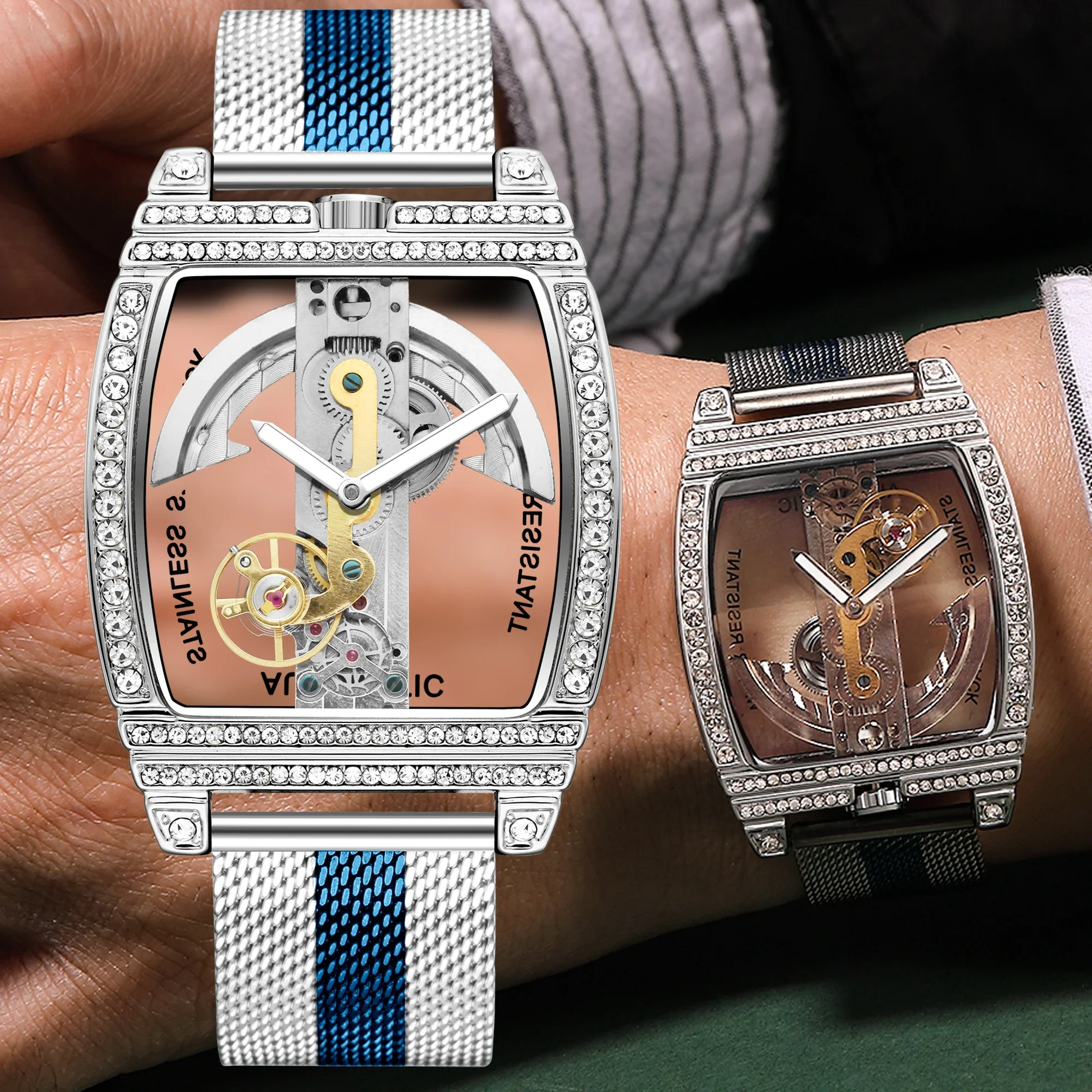 Полностью автоматические механические часы с турбийоном для мужчин прозрачный