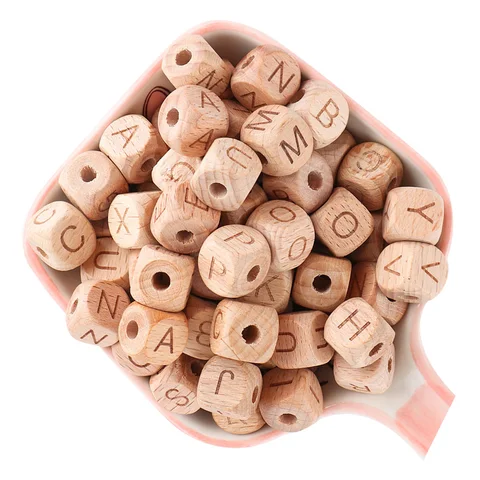 10/20/30/50pcs Letter in legno di faggio in legno 10 mm 12 mm perle alfabetiche in legno naturale eco-friendly per la collana di bracciale