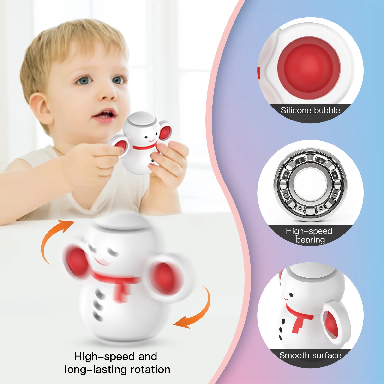 

Snowman Antistress Rotary Top Push Bubble Burst Sensory Fidget Toy Press Pop Stress Relief Ball Christmas baby Kids autism Toy