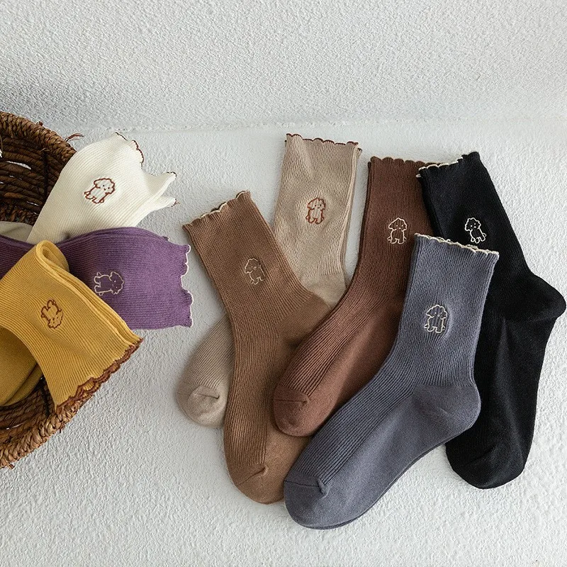 

JT Quality women's socks Pile socks Wooden ear edge cotton socks lace mid-tube socks women's socks casual socks