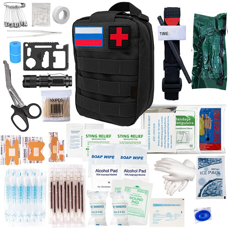 

164 Pcs Survival First Aid Kit Molle Outdoor Gear Emergency Kits Trauma Bag For Camping Hunting Disaster Adventures Survival Kit