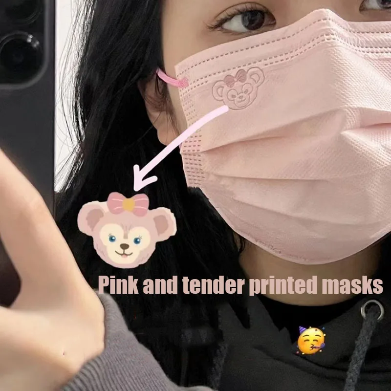 

50/100pcs Adult Face Mouth Mask Disposable Pink Printed Irus Cartoon Pattern Cute Mask Anti-dust Protective Mascarillas Masque