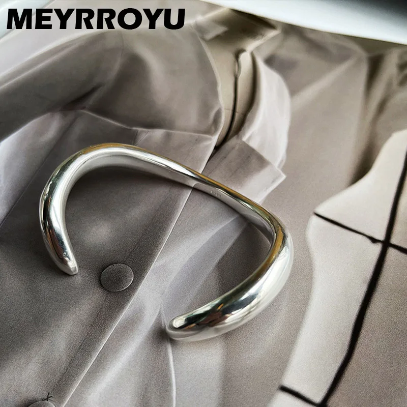 

MEYRROYU Новый уникальный однотонный Открытый браслет на запястье для мужчин и женщин Элегантная корейская мода винтажная бижутерия парный по...