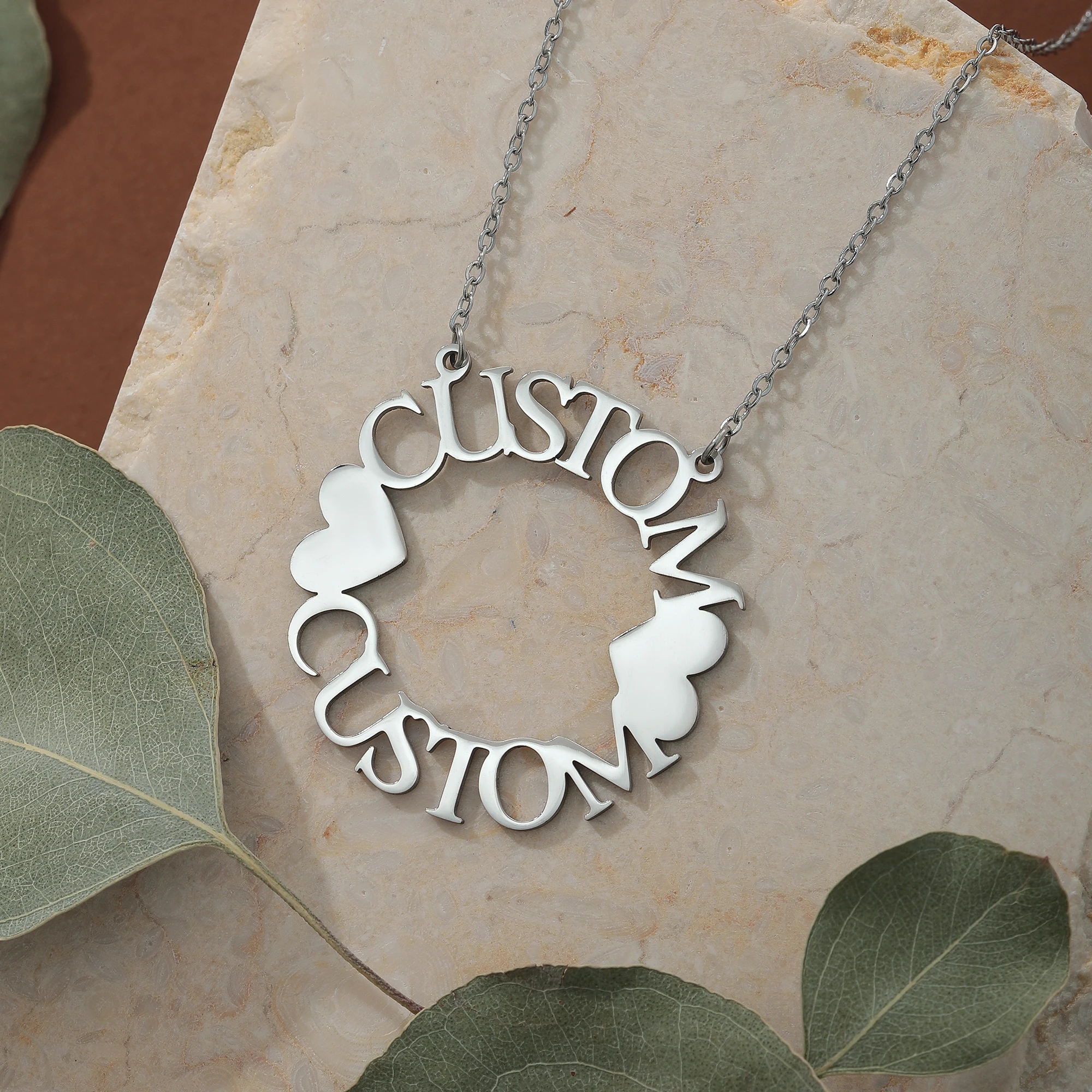 Нержавеющая сталь персонализированная табличка с именем любовь сердце ожерелье