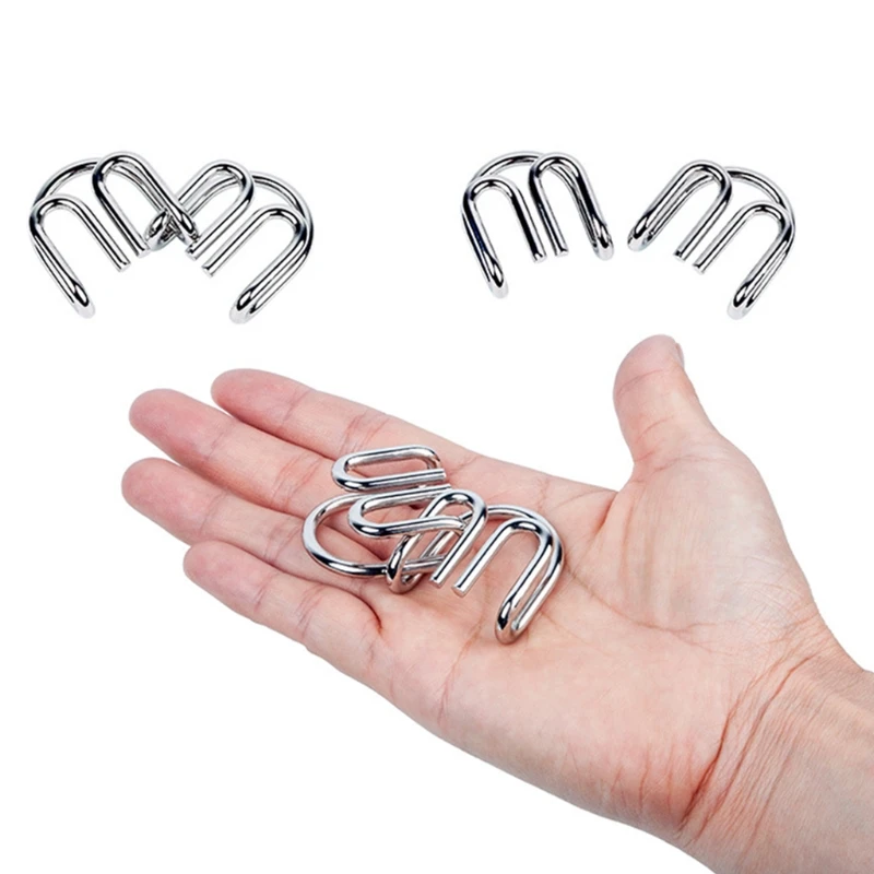 

Butebuy 18Pcs Metal Wire Puzzle Set IQ Mind Brain Teaser Link Unlock Interlock Game Gifts for Kids Eeducational Adults C