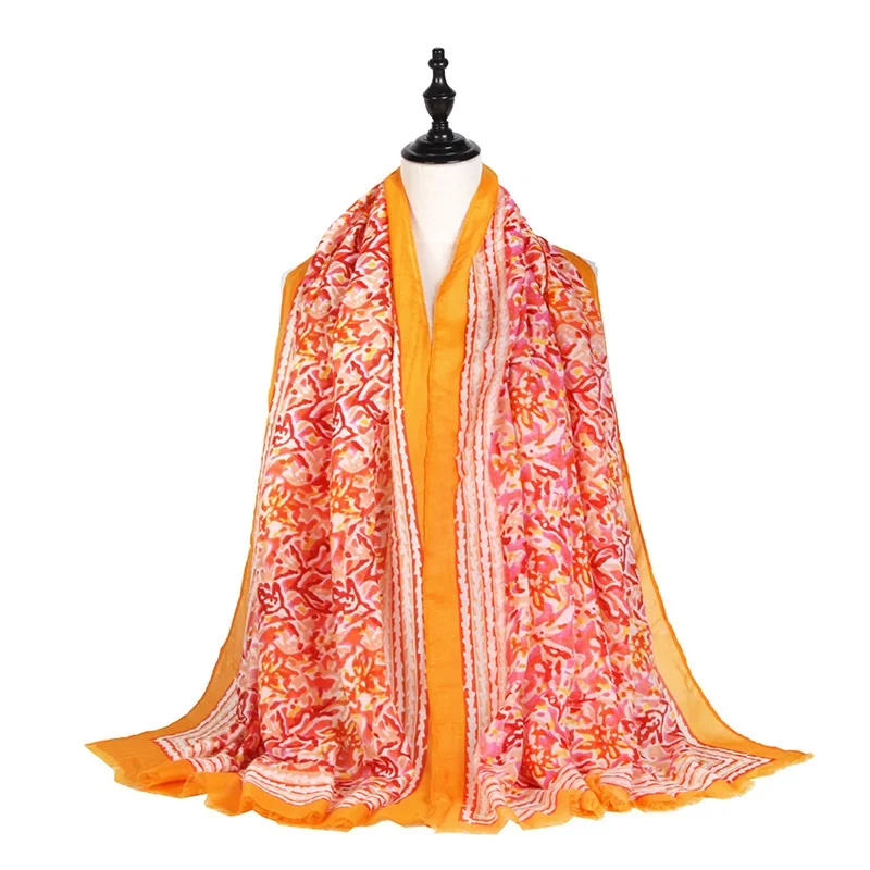 

Nylon Spring Satin Print Scarf Shawl Small Flower Print Sun Protection Warmth New Neck Scarves for Women Adult Foulard