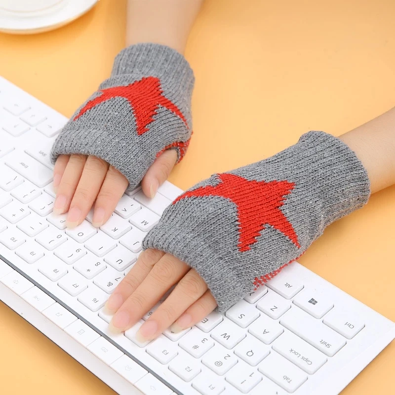 2023 Winter Touch Screen Knitted Gloves Women's Men's Outdoor Warm Stretch Knit Mittens Imitation Wool Half Finger Fingerless images - 6
