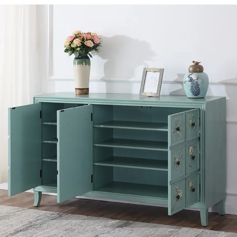 Боковой сервант Шкафы для гостиной Комодный шкафчик Кухонная витрина из массива