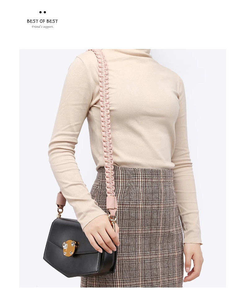 Women's Woven Leather Shoulder Belt Handmade Bag Belt Female Bag Accessories Shoulder Crossbody Bag Strap Handbag Purse Belt