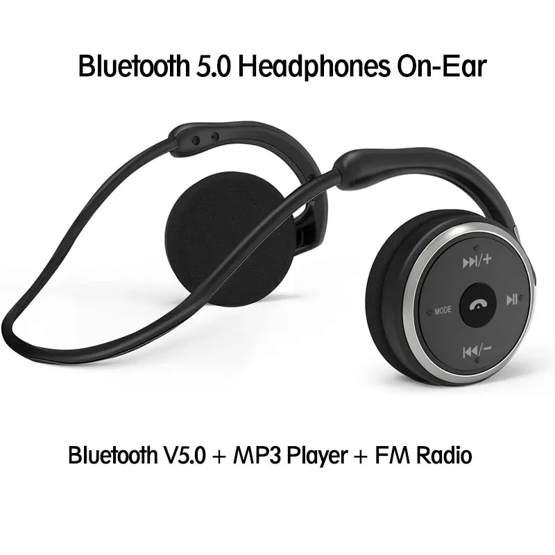 

Comfortable Bluetooth5.0 Headphone On Ear Wireless Sport Headset Built-in Mic Support TF Card MP3 Play FM Radio Painless Earbuds