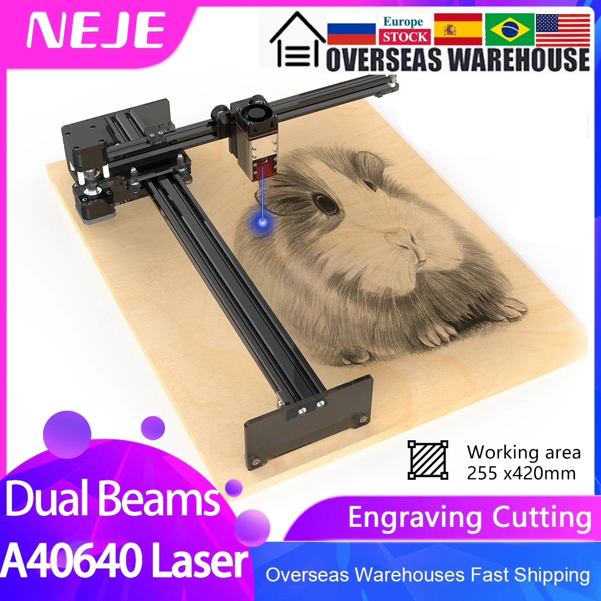 NEJE 3 Plus Laser Engraving Cutting Machine Laser Cutter CNC Router Laser Engraver Metal Bluetooth Wireless Control Offline Work