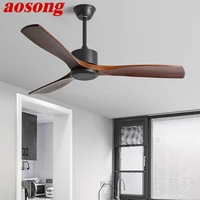 aosong modern ceiling fan with lamp american style vintage wood lights led remote control for home bedroom living room