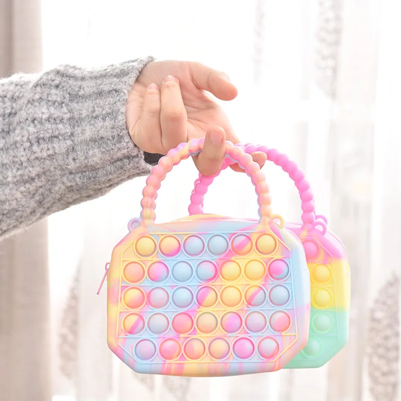 Pop Bags for Girls Macaron Coin Purse Wallet muti bubbles fidget bag Ladies Bag Silica Simple Dimple Crossbody Bags for Kids