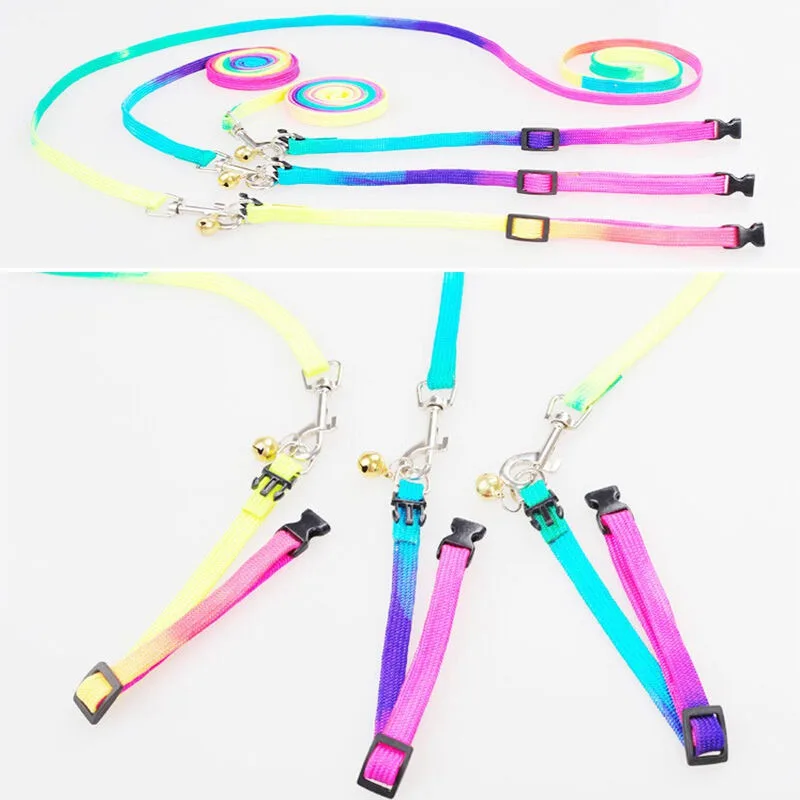 

Leash Pet Walking Collar Rope Harness Rainbow Belt Pet Dog Puppy Lead