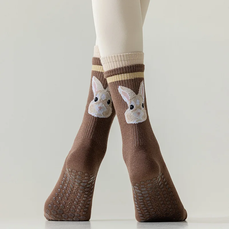 Breathable Women Yoga Socks Non-Slip Cute Cartoon Socks Grips Pilates Dance Socks Cotton Healthy Elasticity Sports 5-Toed Socks