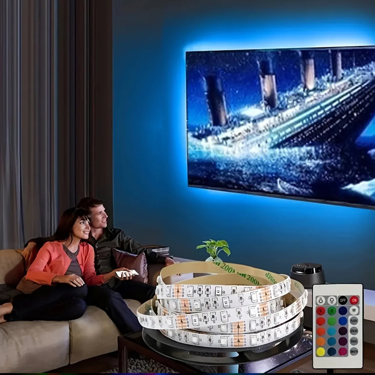 1 шт. светодиодный светильник с питанием от USB и клеем для ТВ-фона подходит