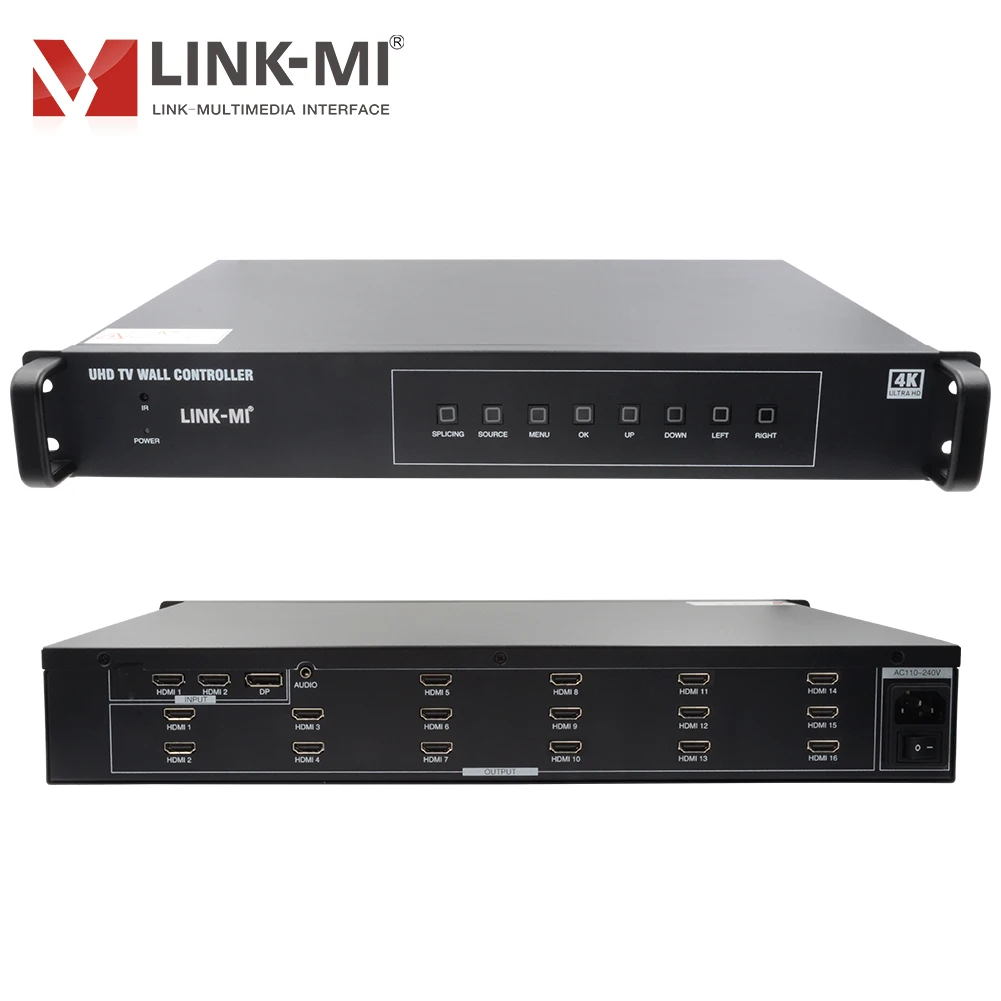 LINK-MI 4K60Hz 6-16 CHs настенный видеоконтроллер для max 16 TVs 4x4 3x4 2x5 3x3 2x3 HDMI DP PIP Mirror Flip 90/180/270 °